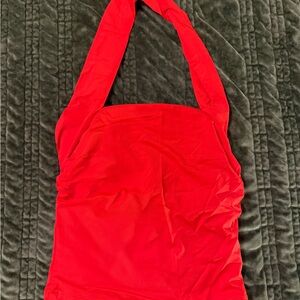 White fox red halter top